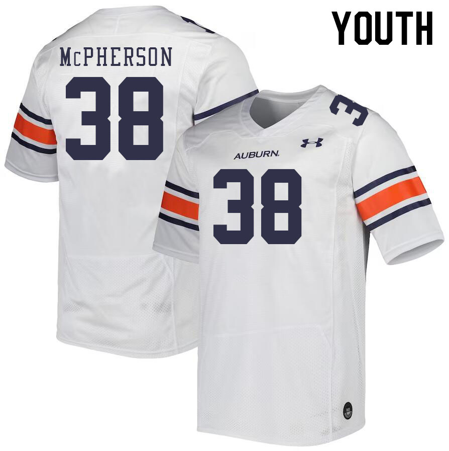 Youth #38 Alex McPherson Auburn Tigers College Football Jerseys Stitched-White
